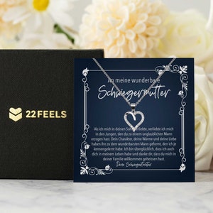 Schwiegermutter Geschenk von Braut Schwiegertochter, Schwiegermama Hochzeit, Silber Schmuck Set mit Karte Herz Halskette Frauen Weihnachten