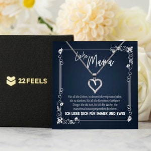 Mama Geschenk  Muttertag, Geburtstag, Frauen Schmuck mit Karte, Herz Halskette Echt Silber, Weihnachten Idee von Tochter oder Sohn