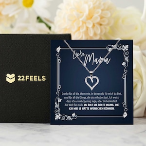 Mama Geschenk  Muttertag, Geburtstag, Frauen Schmuck mit Karte, Herz Halskette Echt Silber, Weihnachten Idee von Tochter oder Sohn