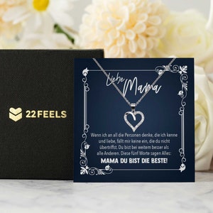 Mama Geschenk  Muttertag, Geburtstag, Frauen Schmuck mit Karte, Herz Halskette Echt Silber, Weihnachten Idee von Tochter oder Sohn