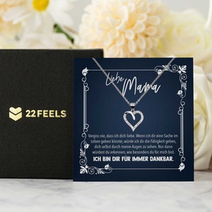 Mama Geschenk  Muttertag, Geburtstag, Frauen Schmuck mit Karte, Herz Halskette Echt Silber, Weihnachten Idee von Tochter oder Sohn
