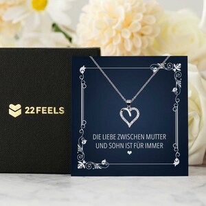Mama Geschenk von Sohn  Muttertag, Geburtstag, Frauen Schmuck mit Karte, Echt Silber Herz Halskette, Weihnachten Idee Mutter Sohn