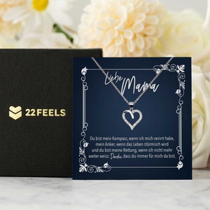 Mama Geschenk  Muttertag, Geburtstag, Frauen Schmuck mit Karte, Herz Halskette Echt Silber, Weihnachten Idee von Tochter oder Sohn