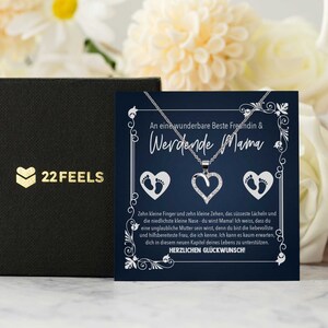 Baby Shower Schwangerschaft Geschenk Beste Freundin, Werdende Mama Schmuck, Geburtstag, Mom To Be, Bald Mutter, Silber Halskette Herz Karte