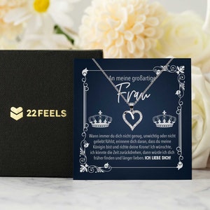 Geschenk Ehefrau Schmuck  Hochzeitstag, Valentinstag Sie, Geburtstag Idee An Meine Frau, Silber Herz Halskette mit Karte