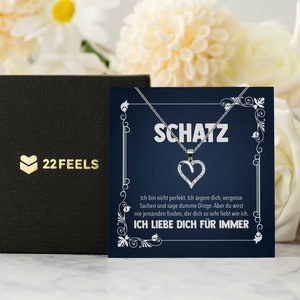 Geschenk Frauen Schmuck  Hochzeitstag Ehefrau, Valentinstag für Sie, Jahrestag Freundin Schatz - Silber Halskette mit Karte