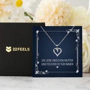 Mama Geschenk von Tochter  Muttertag, Geburtstag, Frauen Schmuck mit Karte, Echt Silber Herz Halskette, Weihnachten Idee Mutter Tochter