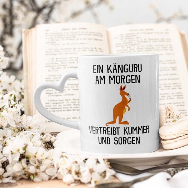 Känguru Tasse Lustig Süßes Tier Spruchtasse Geschenk Work and Travel Australien Arbeitskollege Büro Humo Witzig Kaffeetasse für