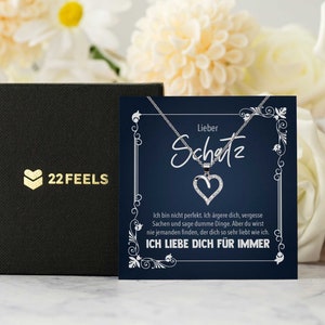 Schatz Geschenk Frauen Schmuck  Hochzeitstag Ehefrau, Valentinstag für Sie, Jahrestag Freundin Schatz - Silber Halskette