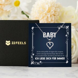 Geschenk Frauen Schmuck  Hochzeitstag Ehefrau, Valentinstag für Sie, Jahrestag Freundin Schatz - Silber Halskette mit Karte