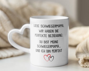 Schwiegermutter Geschenk Schwiegermama Tasse Hochzeit für Schwiegereltern Frau Geburtstag Muttertag Weihnachten Haferl Herzhenkel