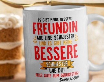 Personalisierbar Schwester Tasse Schwester Geschenk Geburtstag Tasse Personalisiert mit Namen Schwesterherz Schwester der Braut Weihnachten