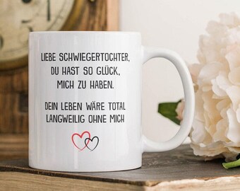 Schwiegertochter Geschenk zur Hochzeit Tasse Frauen Geburtstag von Schwiegermutter Schwiegervater Muttertag Weihnachten Kaffeetasse Haferl