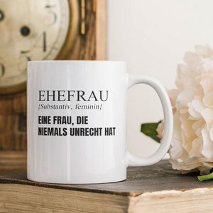 Ehefrau Geschenk zum Hochzeitstag für Frauen Geburtstag Tasse Definition für Sie Valentinstag Frau Kaffeetasse Liebe Lebenspartner Ehe