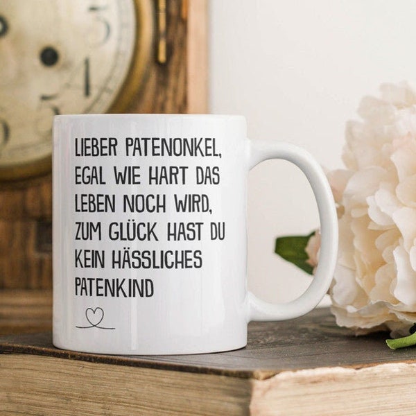 Patenonkel Geschenk Tasse für Taufpate Pate Geburtstag Weihnachten Vatertag Onkel Kaffeetasse für Männer, Haferl Ged Dout Pätter Döte