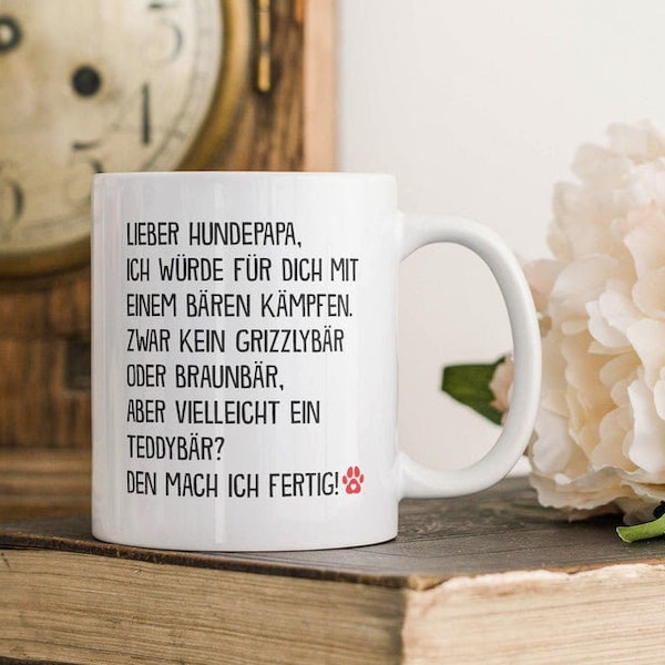 Hundepapa Tasse Herrchen Trinknapf Hundepapa Geschenk mit Welpe Herrchen Tasse Herrchen Geschenk Hundepapi