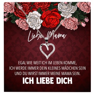 Mama Geschenk von Tochter Muttertag Geburtstag Frauen Schmuck mit Karte Echt Silber Herz Halskette Weihnachten Idee Mutter Tochter
