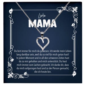 Liebe Mama Geschenk Silber 925/000 Herz Halskette Muttertag Valentinstag Frauen Schmuck Karte Mutter Geburtstag Weihnachten Damen Collier