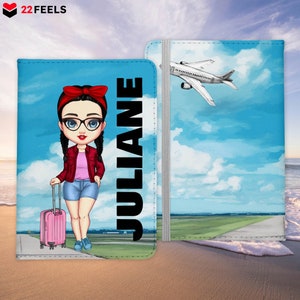 Reisepasshülle Personalisiert Frauen Mädchen Urlaub Reisen Gadgets Kinder Etui Kunst-Leder Cover Pass Hülle Organizer Geschenk Ehefrau Mama