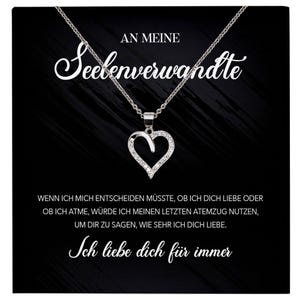 Seelenverwandte Ich Liebe Dich Frauen Geschenk Silber 925/000 Schmuck Ehefrau Freundin Herz Halskette Valentinstag Hochzeitstag Jahrestag