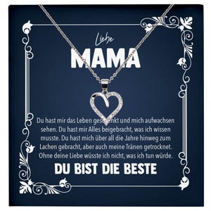 Liebe Mama Geschenk Silber 925/000 Herz Halskette Muttertag Valentinstag Frauen Schmuck Karte Mutter Geburtstag Weihnachten Damen Collier