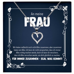 Hochzeitstag Geschenk Ehefrau Schmuck Frauen Valentinstag Geburtstag Idee An Meine Frau - Silber Herz Halskette mit Karte