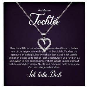 Tochter Geschenk Silber 925/000 Herz Halskette mit Karte Mädchen Frauen Schmuck Geburtstag Weihnachten Firmung Konfirmation etc.