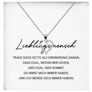 Freundschaftkette Beste Freundin Geschenk Silber 925/000 Schmuck Frauen Mein Lieblingsmensch Collier Herz Anhaenger mit Karte Mädchen