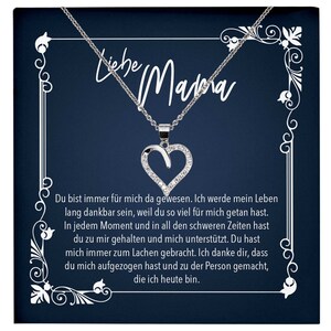 Mama Geschenk Muttertag Geburtstag Frauen Schmuck mit Karte Herz Halskette Echt Silber Weihnachten Idee von Tochter oder Sohn