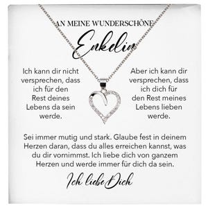 Wunderschöne Enkelin Geschenk Silber 925/000 Herz Halskette mit Karte Mädchen Frauen Schmuck Enkelkind Geburtstag Damen Weihnachten