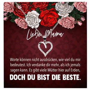 Mama Geschenk Muttertag Geburtstag Frauen Herz Halskette mit Karte Echt Silber Schmuck Weihnachten Idee von Tochter oder Sohn