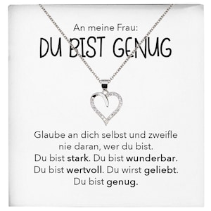 Ehefrau Geschenk Ich Liebe Dich Schmuck Silber 925/000 Frauen Herz Halskette Du Bist Genug Valentinstag Schatz Hochzeitstag Damen Collier