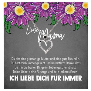 Mama Geschenk Muttertag Geburtstag Frauen Herz Halskette mit Karte Echt Silber Schmuck Weihnachten Idee von Tochter oder Sohn