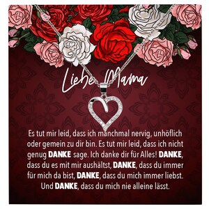 Mama Geschenk Muttertag Geburtstag Frauen Schmuck mit Karte Herz Halskette Echt Silber Weihnachten Idee von Tochter oder Sohn
