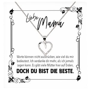 Mama Geschenk Muttertag Geburtstag Frauen Herz Halskette mit Karte Echt Silber Schmuck Weihnachten Idee von Tochter oder Sohn