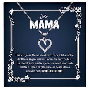 Liebe Mama Geschenk Silber 925/000 Herz Halskette Muttertag Valentinstag Frauen Schmuck Karte Mutter Geburtstag Weihnachten Damen Collier