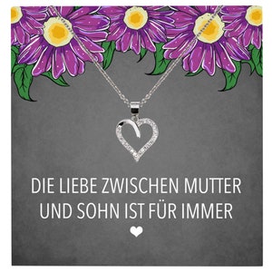 Mama Geschenk von Sohn Muttertag Geburtstag Frauen Schmuck mit Karte Echt Silber Herz Halskette Weihnachten Idee Mutter Sohn