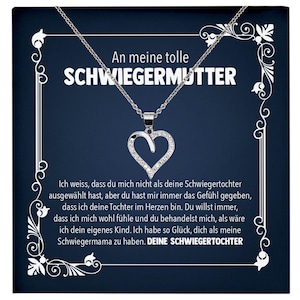 Schwiegermama Geschenk von Schwiegertochter Bräutigam Silber 925/000 Herz Halskette Karte Frauen Schmuck Schwiegermutter Hochzeit Muttertag