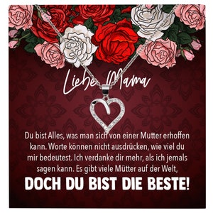 Mama Geschenk Muttertag Geburtstag Frauen Schmuck mit Karte Herz Halskette Echt Silber Weihnachten Idee von Tochter oder Sohn