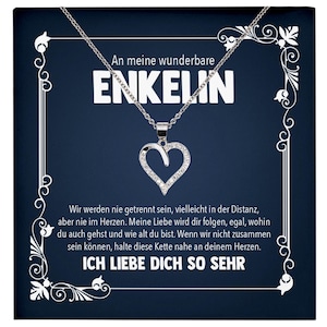 Wunderbare Enkelin Geschenk Silber 925/000 Herz Halskette mit Karte Mädchen Frauen Schmuck Enkelkind Geburtstag Damen Weihnachten Firmung