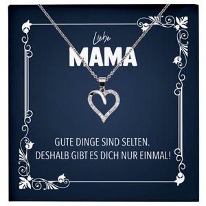 Liebe Mama Geschenk Silber 925/000 Herz Halskette Muttertag Valentinstag Frauen Schmuck Karte Mutter Geburtstag Weihnachten Damen Collier