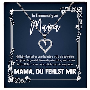 In Erinnerung an Mama Trauer Schmuck Frauen, Andenken, Kondolenzgeschenk, RIP Mutter, Beerdigung, Gedenken, Silber Herz Halskette mit Karte