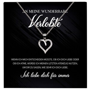 Verlobung Geschenk Frauen Silber 925/000 Herz Halskette mit Karte Schmuck Ich Liebe Dich Wunderbare Verlobte Valentinstag Hochzeitsplanung