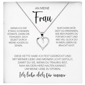 Ehefrau Geschenk Ich Liebe Dich Schmuck Silber 925/000 Frauen Herz Halskette Valentinstag Schatz Hochzeitstag Damen Collier Ehejubiläum
