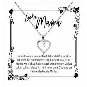 Mama Geschenk Muttertag Geburtstag Frauen Herz Halskette mit Karte Echt Silber Schmuck Weihnachten Idee von Tochter oder Sohn