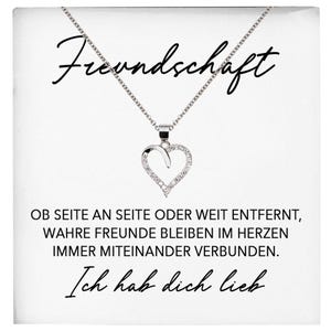 Freundschaftkette Beste Freundin Geschenk Silber 925/000 Schmuck Frauen Collier Herz Anhaenger mit Karte Mädchen Damen Geburtstag Bestie