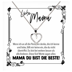 Mama Geschenk Muttertag Geburtstag Frauen Schmuck mit Karte Herz Halskette Echt Silber Weihnachten Idee von Tochter oder Sohn