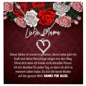 Mama Geschenk Muttertag Geburtstag Frauen Schmuck mit Karte Herz Halskette Echt Silber Weihnachten Idee von Tochter oder Sohn