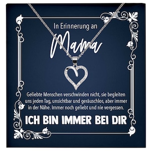 In Erinnerung an Mama Trauer Schmuck Frauen, Andenken, Kondolenzgeschenk, RIP Mutter, Beerdigung, Gedenken, Silber Herz Halskette mit Karte