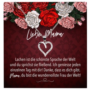 Mama Geschenk Muttertag Geburtstag Frauen Herz Halskette mit Karte Echt Silber Schmuck Weihnachten Idee von Tochter oder Sohn